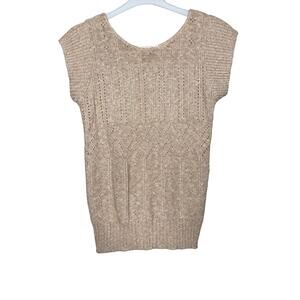 Vintage 70s Glamour Knit Sleeveless Top Crochet Knit Pullover Scoop Neck